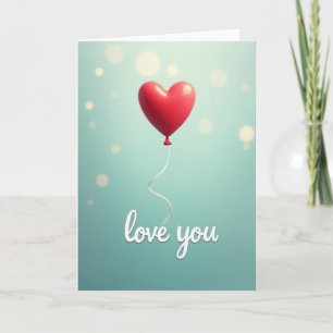 Love You Red Heart Bokeh Card