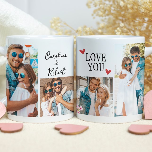  Love You Red Heart Couple Photo Collage  Coffee Mug (Creator Uploaded)