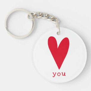 Love You Red Heart Key Ring