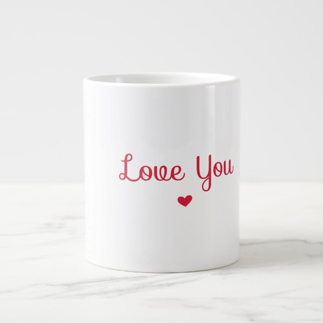 Love you red heart  large coffee mug (Front)
