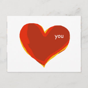 love you - red heart postcard