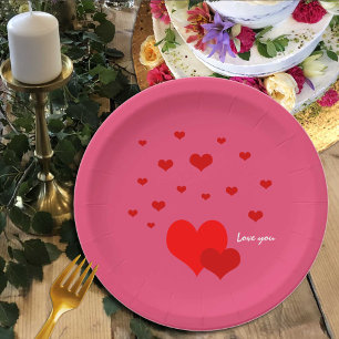 Love You & Red Hearts Party plates / Valentine's