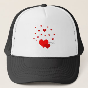 Love You & Red Hearts trendy fashion / Valentine's Trucker Hat
