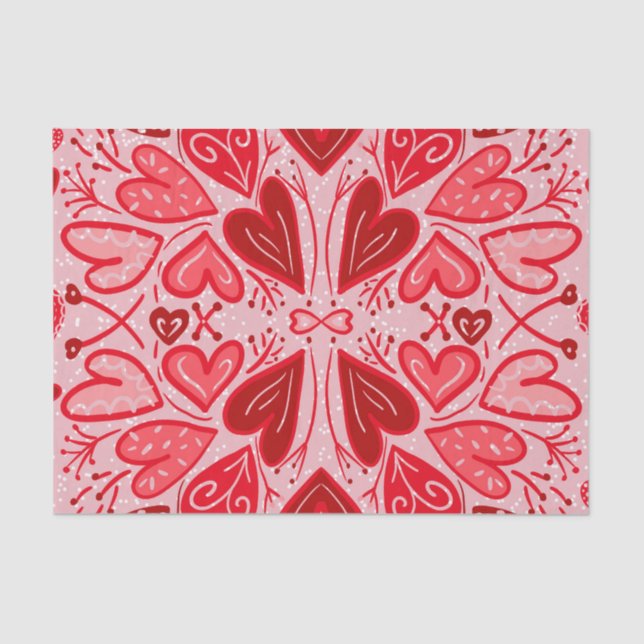 Love You Red Hearts Valentine   Tissue Paper (Front)