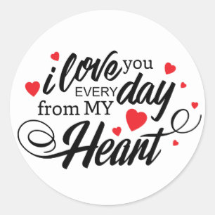Love You Red Hearts Wedding Valentines Anniversary Classic Round Sticker