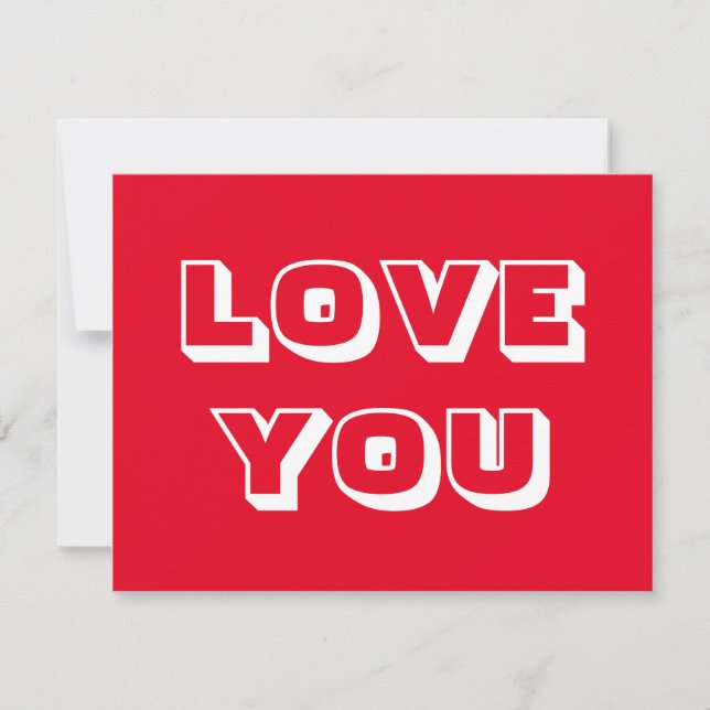 Love You, red white modern bold Card (Front)