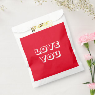 Love You, red white modern bold Favour Bag