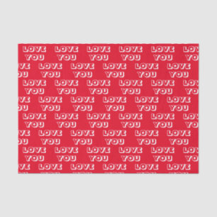 Love You, red white modern bold Tissue Paper