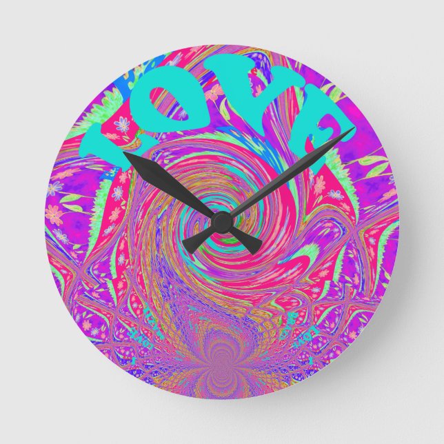 Love You save the date Graphic Text Art Design lov Round Clock (Front)