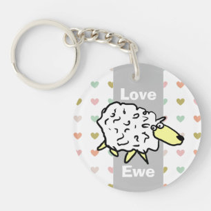 Love You Sheep Pun Key Ring