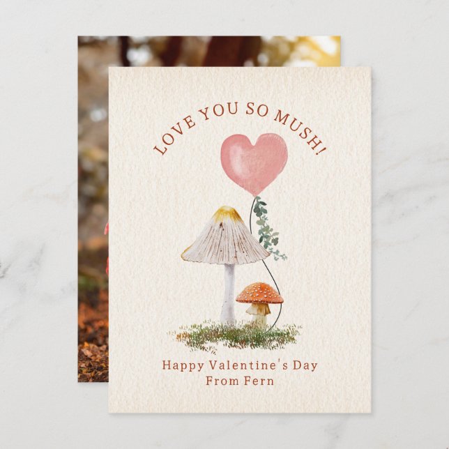 Love You So Mush Mushroom School Valentine Photo Postcard (Front/Back)