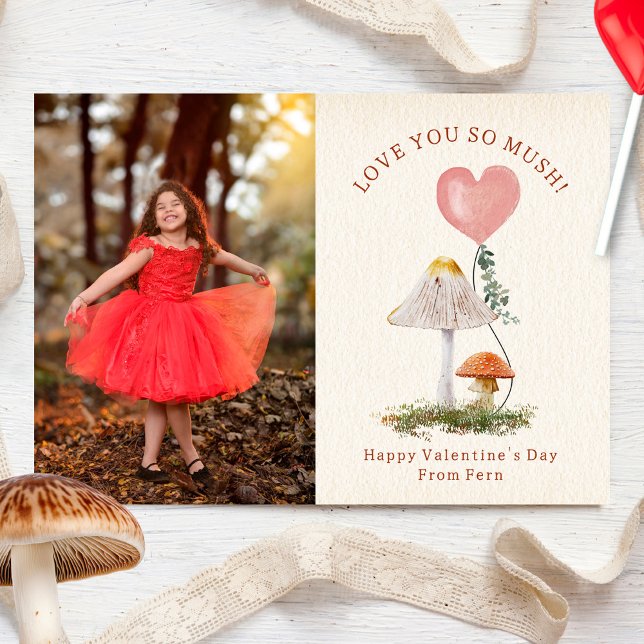 Love You So Mush Mushrooms Valentine Pun Photo Card (Creator Uploaded)