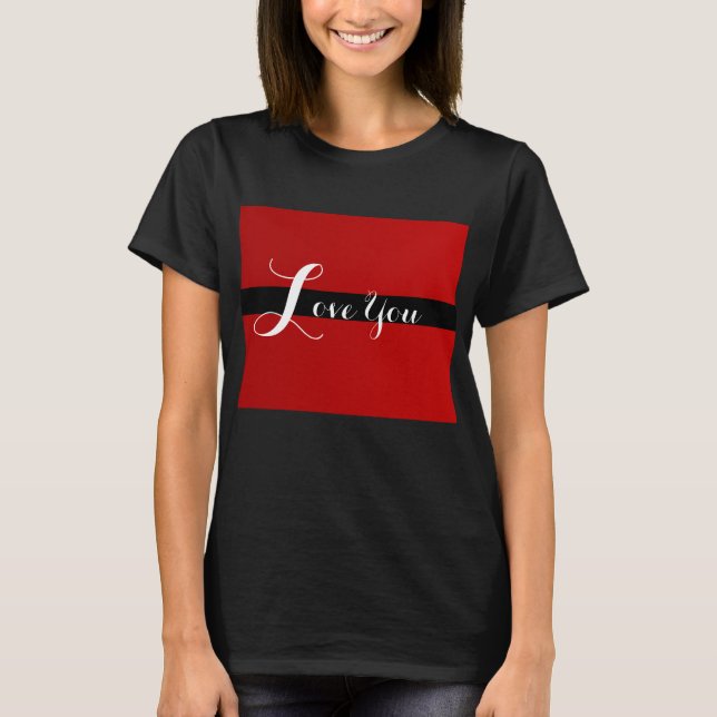 Love You - Squared Red T-Shirt (Front)