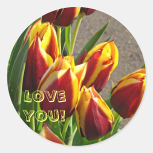 Love You! stickers Red Yellow Tulips Flowers