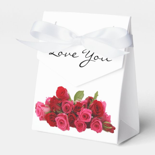Love You Sweetheart Forever Red and Pink Roses Favour Box (Front Side)