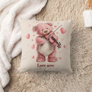Love You Teddy with Violin Cushion