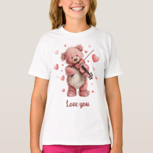 Love You Teddy with Violin T-Shirt
