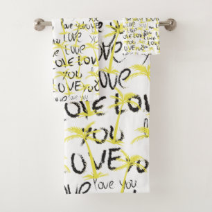 Love You Text Art Palms Summer  Bath Towel Set