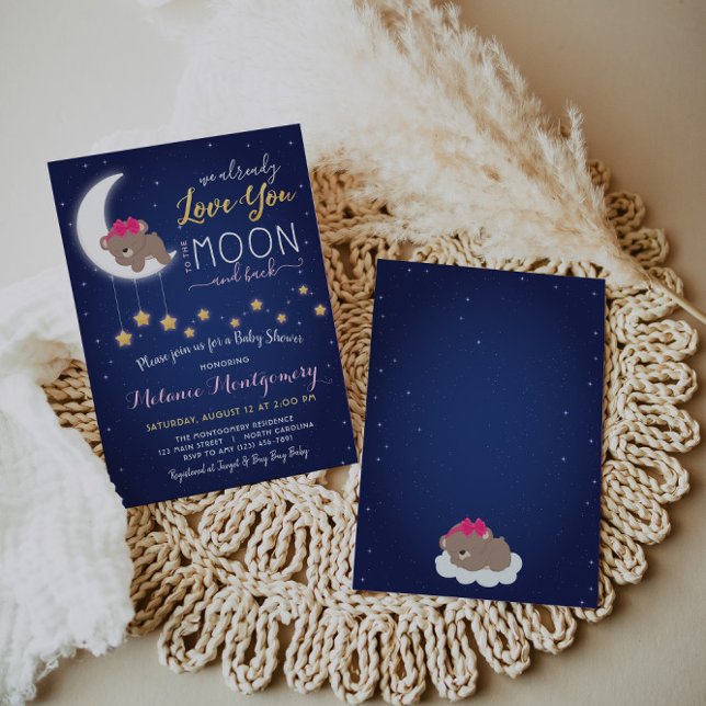 Love You The Moon and Back Baby Shower Invitation (Creator Uploaded)
