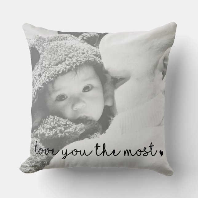 love you the most with heart simple modern cushion (Front)
