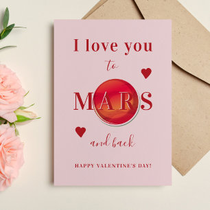 Love you to Mars kids classroom Valentine's Day Holiday Card