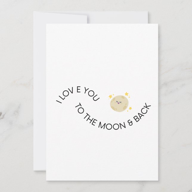 Love You to Moon and Back Cute Minimal Valentine Holiday Card (Front)