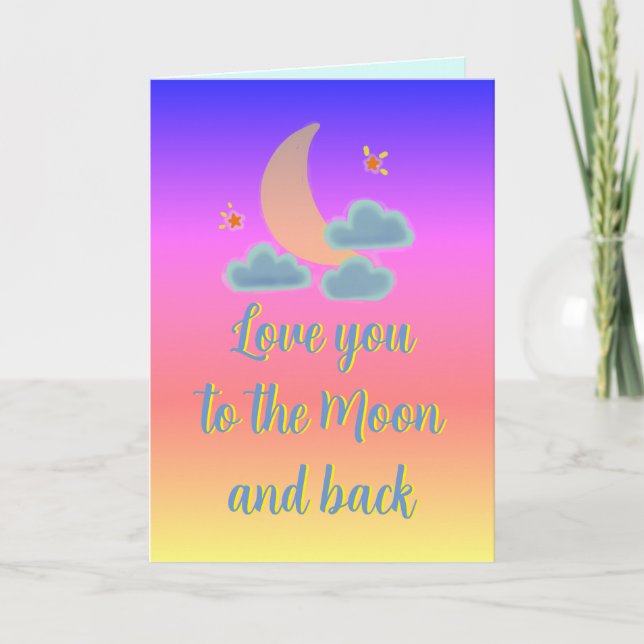  Love you to Moon and Back Ombre Holiday Card (Front)