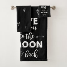 Love You To Moon and Back Pretty Black White