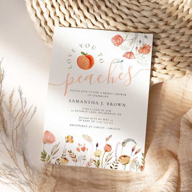 Love You To Peaches Elegant Bridal Shower Invitation (Creator Uploaded)