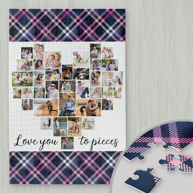 Love you to Pieces Heart Shaped 36 Photo Plaid Jigsaw Puzzle (Creator Uploaded)