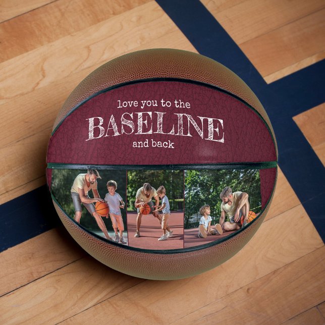 Love You to the Baseline and Back Red 3 Photo Basketball (Creator Uploaded)