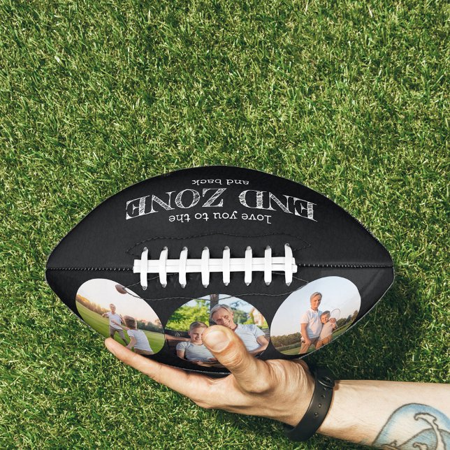 Love You to the End Zone and Back 3 Photo Black Football (Creator Uploaded)