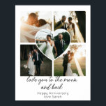 Love You to the Moon and Back Anniversary Photo  Poster<br><div class="desc">Celebrate your love story with this "Love You to the Moon and Back" anniversary photo collage, designed by The Arty Apples. Featuring five cherished photos, this personalised keepsake captures unforgettable moments from your relationship. Whether it’s for a wedding anniversary, special occasion, or just because, this collage is the perfect way...</div>