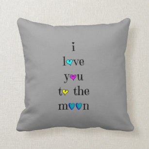 Love you to the Moon.... and back (aqua on grey) Cushion