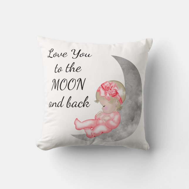 Love you to the Moon and Back Baby Pillow (Front)