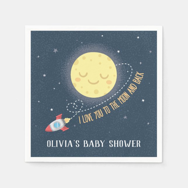 Love You to the Moon and Back Baby Shower Supplies Napkin (Front)