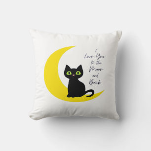 Love You To The Moon And Back Black Cat Lover Whim Cushion