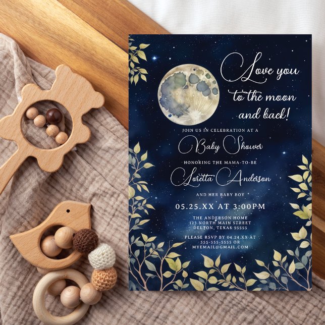 Love You to the Moon and Back Boy Baby Shower Invitation (Creator Uploaded)