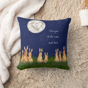 Love You To The Moon And Back Bunny Stars Quote Cushion