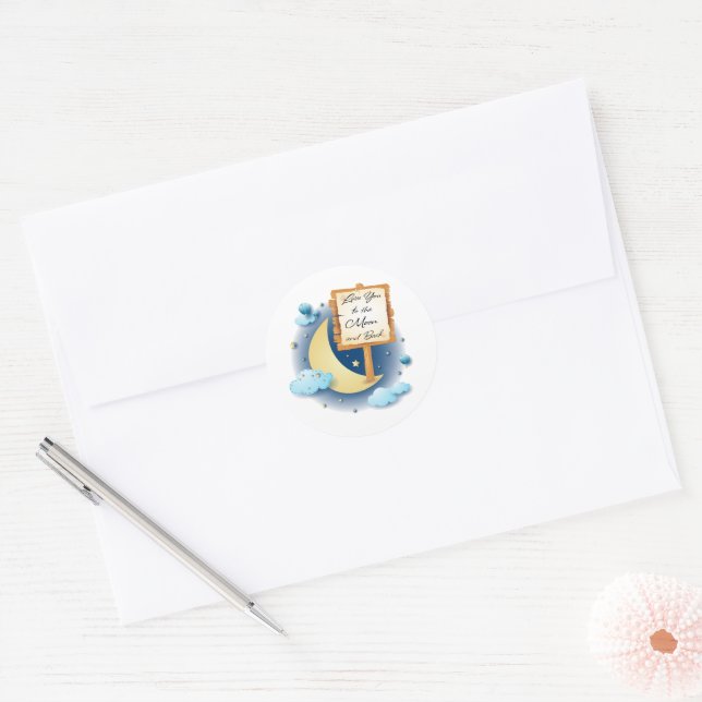 Love You to the Moon and Back Classic Round Sticker (Envelope)