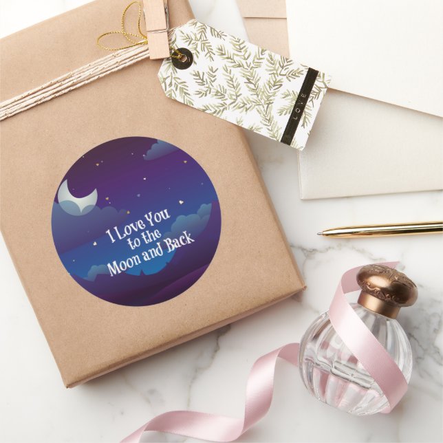 Love You to the Moon and Back, Classic Round Sticker (Gifting)