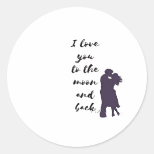 Love You To The Moon And Back Couple Moonlight Rom Classic Round Sticker