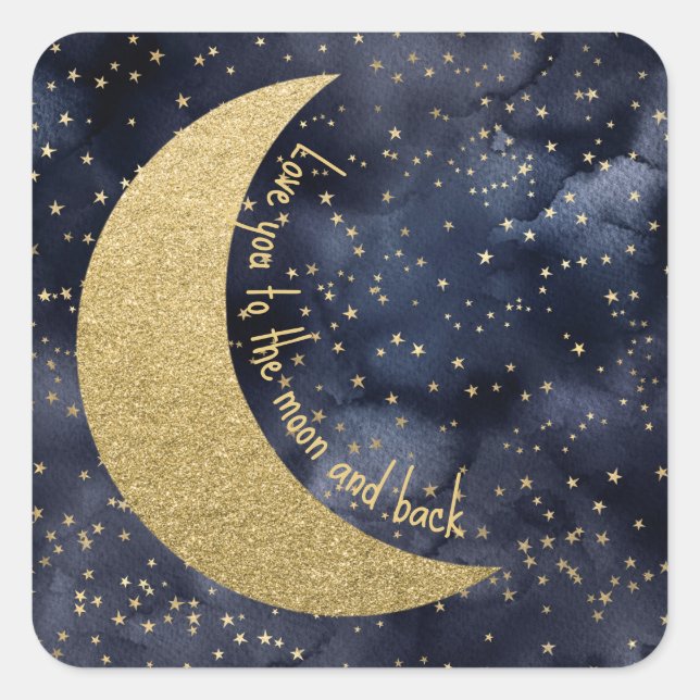 Love You to the Moon and Back Custom Square Sticker (Front)