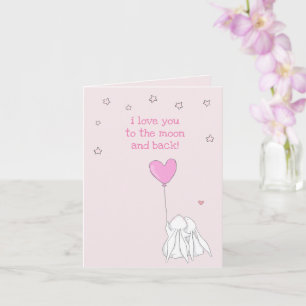 Love you to the moon and back! Cute Rabbits Card
