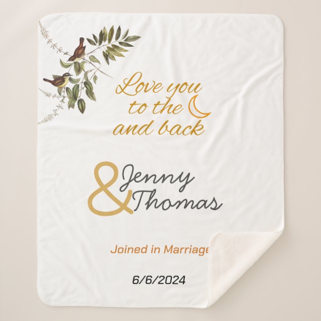 Love you to the Moon and back editable Sherpa Blanket (Front)