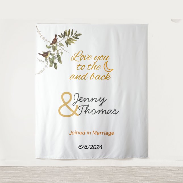 Love you to the Moon and back editable Tapestry (Front)