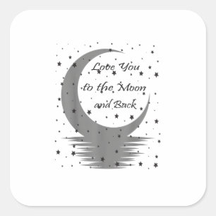 Love You To The Moon And Back Heartfelt Minimal De Square Sticker