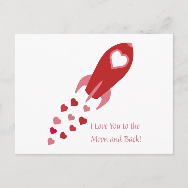 Love You to the Moon and Back Rocket Ship Holiday Postcard (Front)