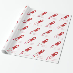 Love You to the Moon and Back Rocket Ship Wrapping Paper