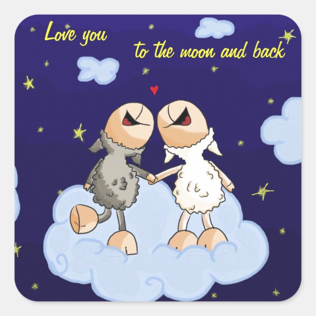 Love you to the moon and back series square sticker (Front)